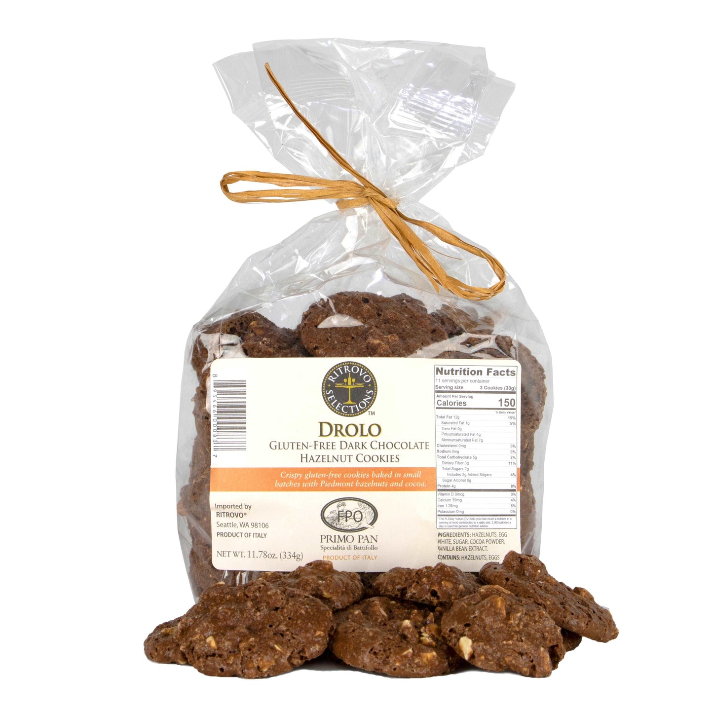 Primo Pan Drolo - Gluten-Free Dark Chocolate Hazelnut Cookies