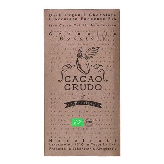 Cacao Crudo 65% Dark Raw Cacao Bar with Tonda Gentile Romana Hazelnuts