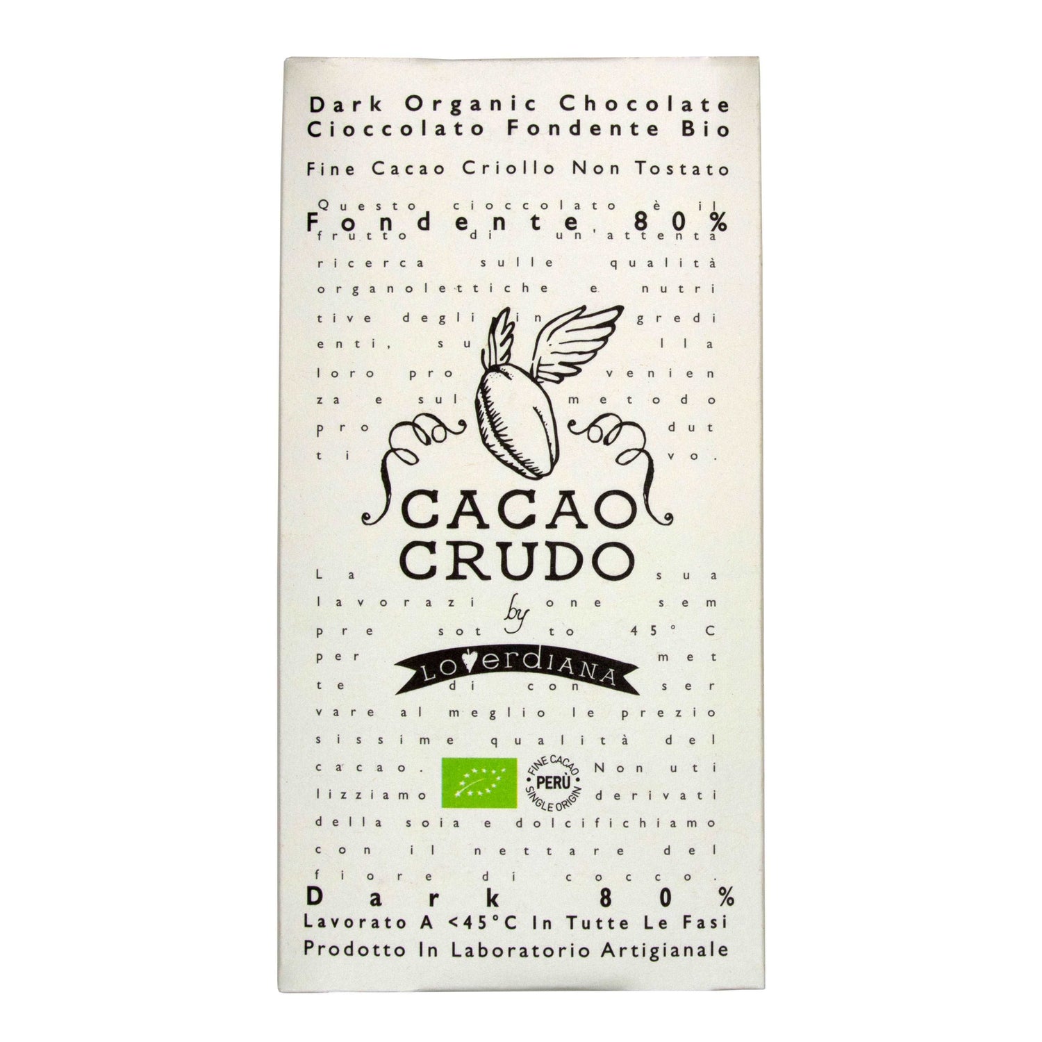 Cacao Crudo 80% Dark Raw Cacao Bar