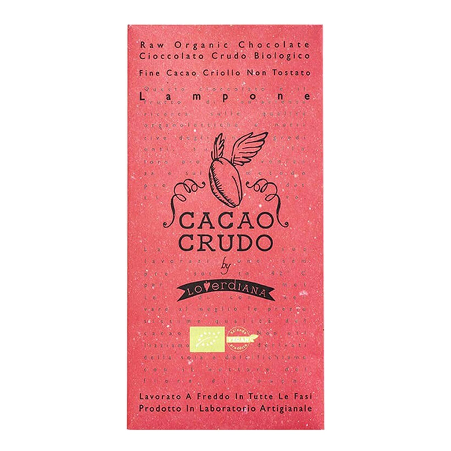 Cacao Crudo 68% Dark Raw Cacao Bar with Raspberries 