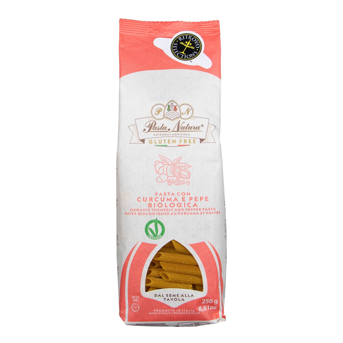 Pasta Natura Organic Turmeric and Black Pepper Corn Flour Penne